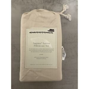 Casaluna Pillowcases Supima Sateen King Natural 500 Thread Count